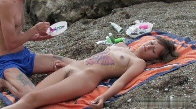 Naked body art on the beach Full HD video - These movements promote an open attitude toward nudity without sexual connotations