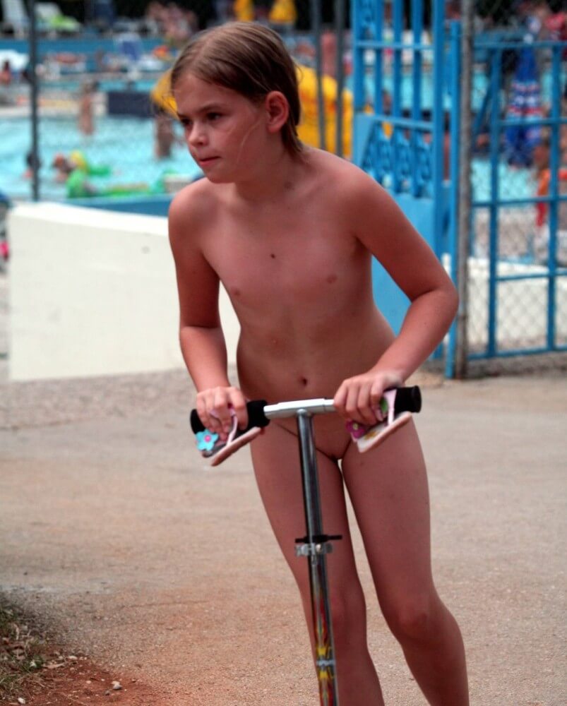 Pool-Side Naturist Scooter pics - Overcoming Shame