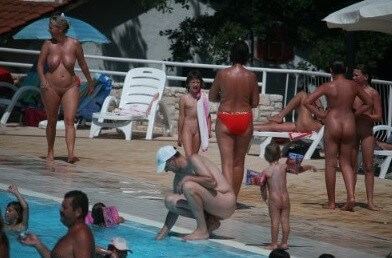 Enjoying The Sunny Pool gallery - Leaving the house in a state of complete nudity