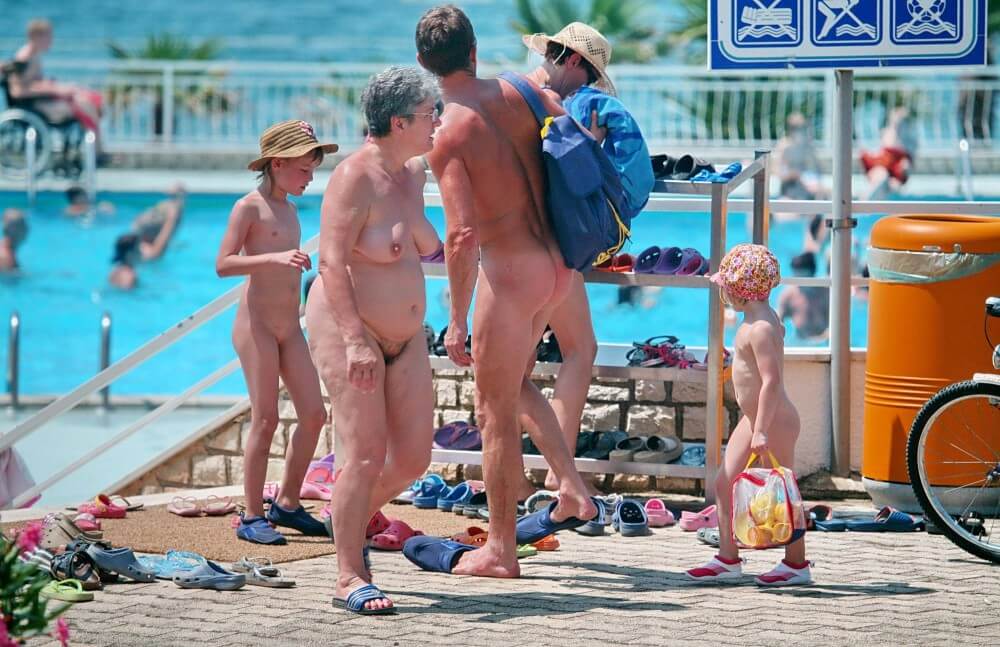 Family Poolside Grouping pics - Unrestricted freedom is a core value in nudism and naturism
