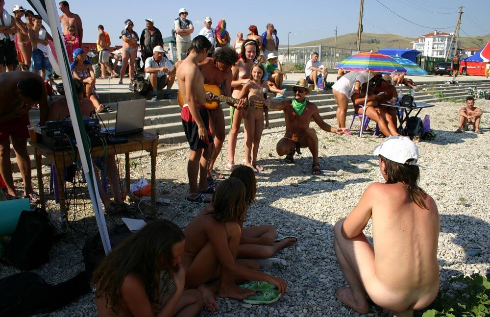 Nude Party By The Steps pics - Nudity is only possible among people